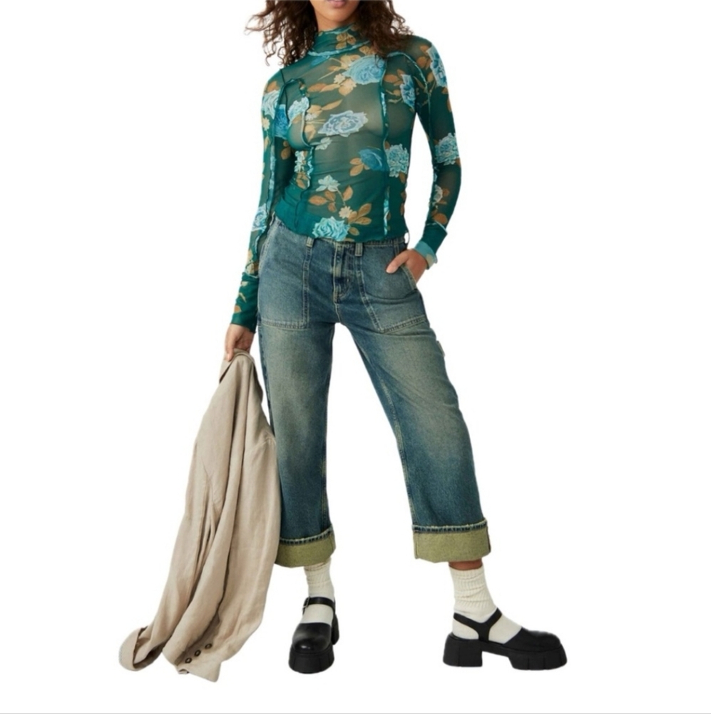 Free People | Charlie Printed Mesh Top NWT